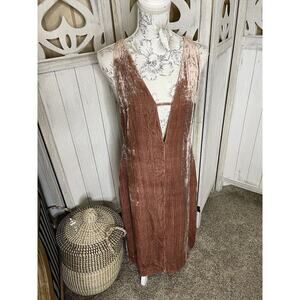 Banana Republic Heritage Pink Brown Velvet Deep V Back Cut Out Dress Size 10